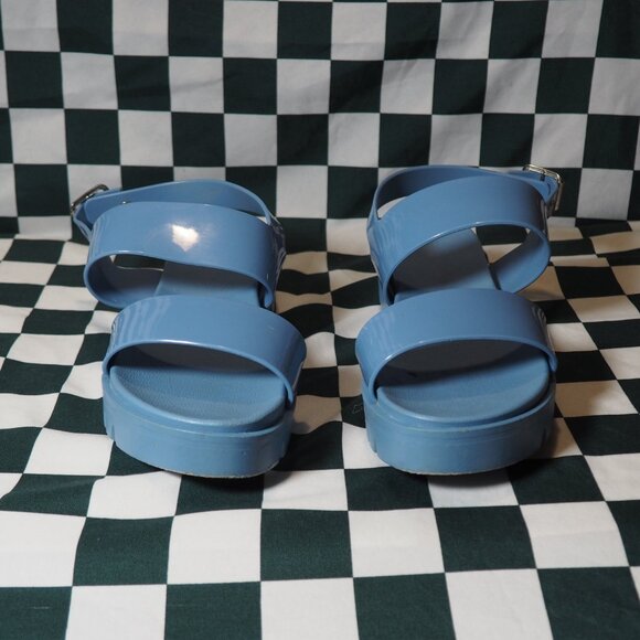 ASOS Blue Jelly Sandals Womens Size 10 Buckle Strap Slingback, Chunky Platform - Picture 2 of 11